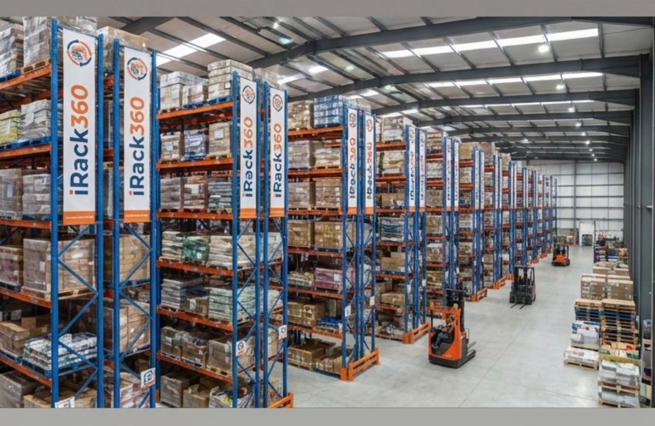 iRack360-branded pallet racking installation in a UK warehouse